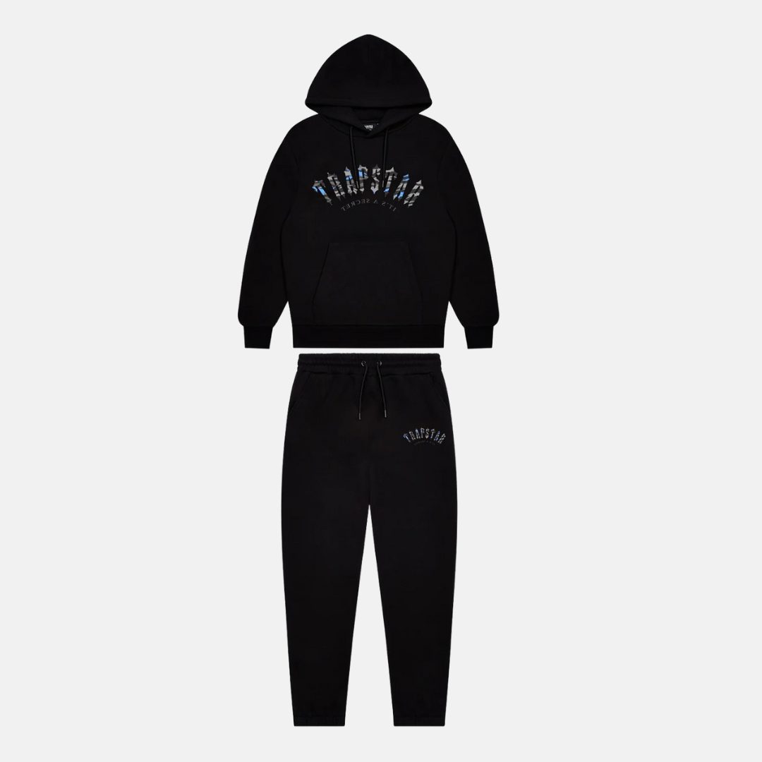 Trapstar Arched Irongate Tracksuit - Black / Blue Camo