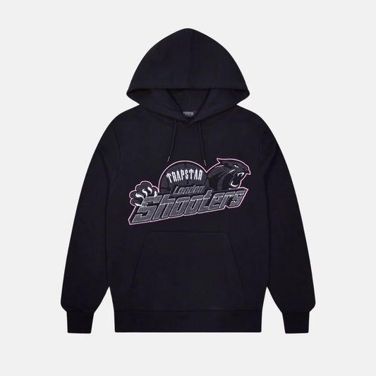 Trapstar Chenille Shooters Hoodie - Black/Pink