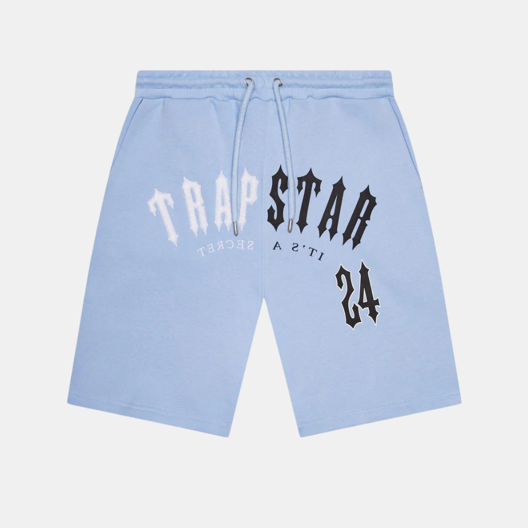 Trapstar Split Arch Irongate Hooded Shorts Set - Black/Blue