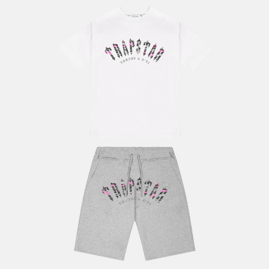 Trapstar Irongate Arch T-Shirt & Shorts Set - White/Pink