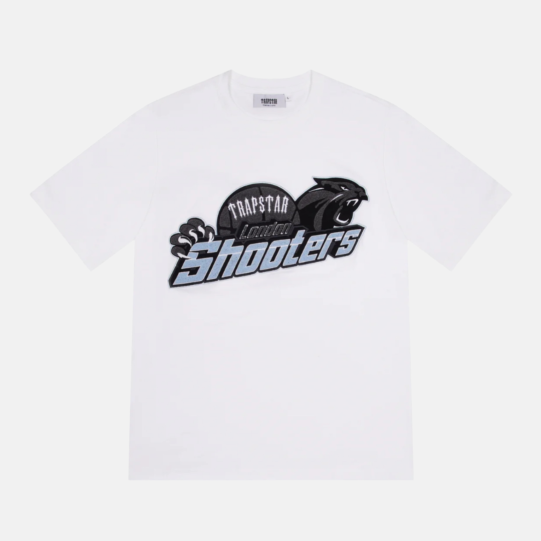 Trapstar Shooters T-Shirt & Shorts Set- White/Grey/Blue