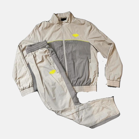 Syna Logo Shell Tracksuit - Light Grey/Volt