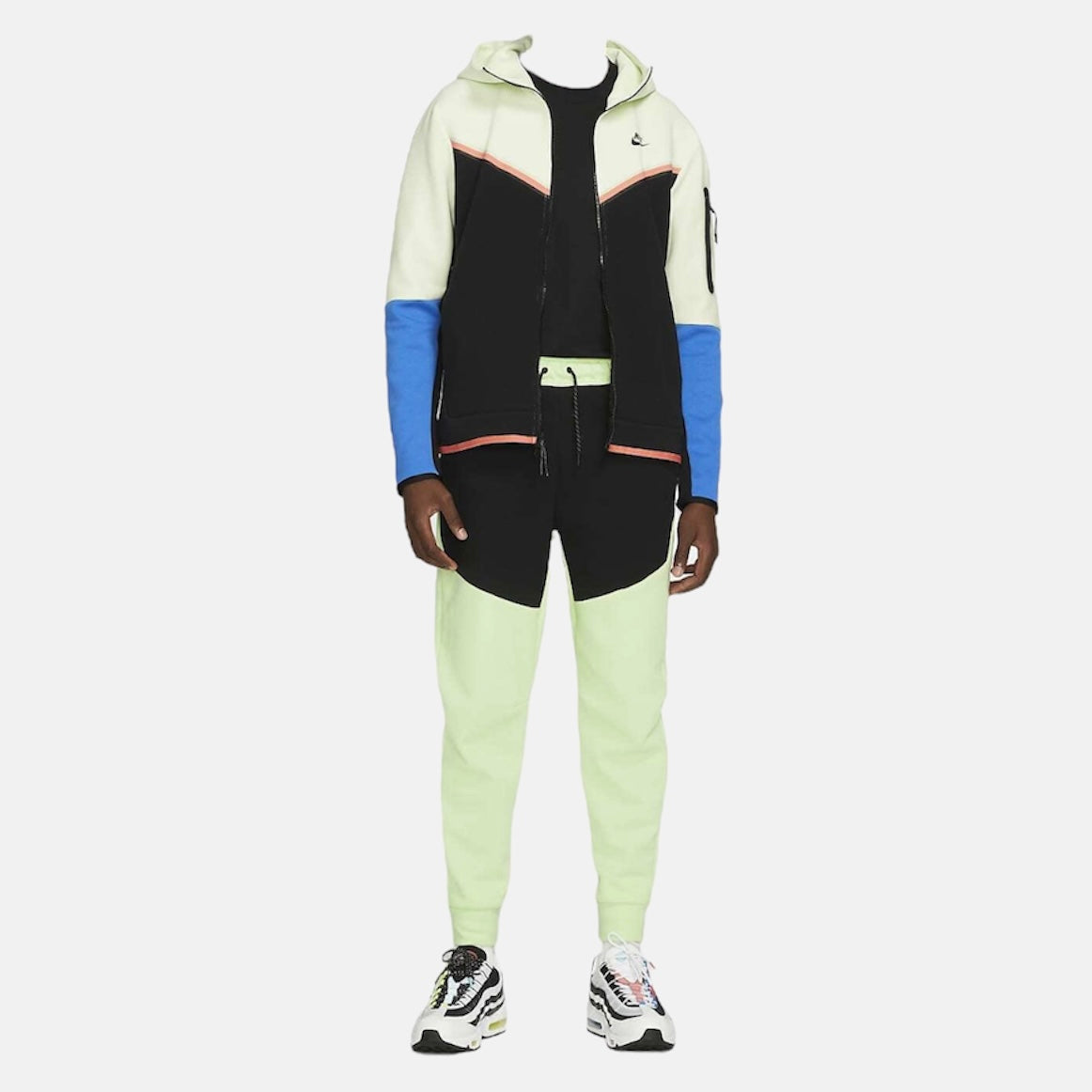 Nike Tech Fleece Set - Liquid Lime, Black & Blue (3rd Gen - Old Season)