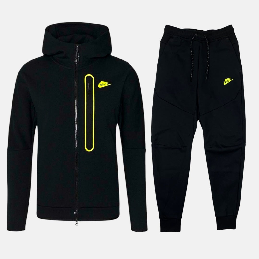 Nike Tech Fleece Set - Black & Volt (3rd Gen - Old Season)