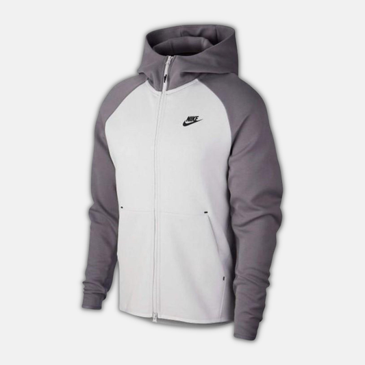 Nike Tech Fleece Hoodie - Gun Smoke Grey & White (2nd Gen - Old Season)