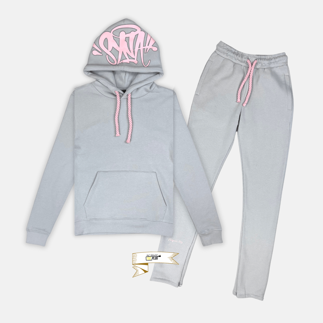 Syna Logo Tracksuit - Grey / Pink