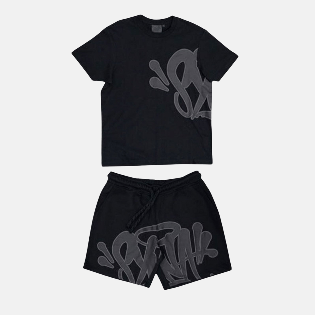 Syna T-shirt & Shorts Logo Set - Black/Grey