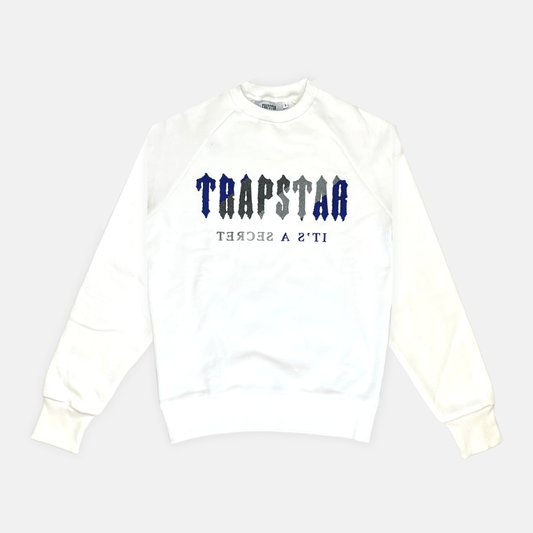 Trapstar Chenille Decode Crewneck - White / Dazzling Blue