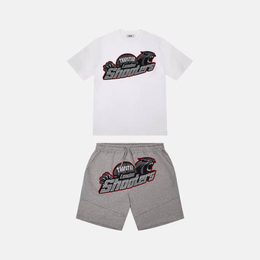 Trapstar Shooters Tee & Shorts Set - White/Grey/Red